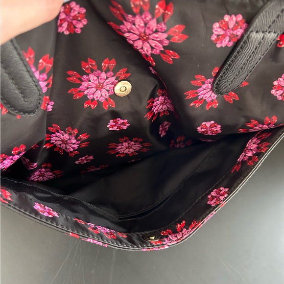Michael Kors Kelsey Floral Printed Nylon Black Tote with Pink Design - Picture 4 of 14